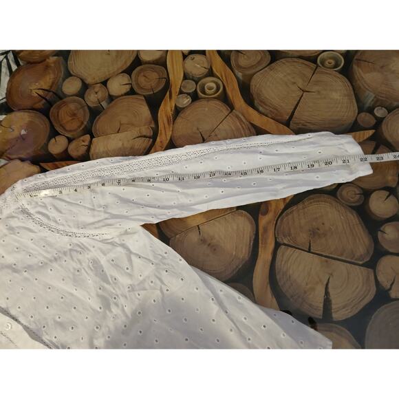 Talbots 100% Cotton Eyelet Peasant See Thru Lace Overlay Blouse Petite Small - Picture 5 of 8